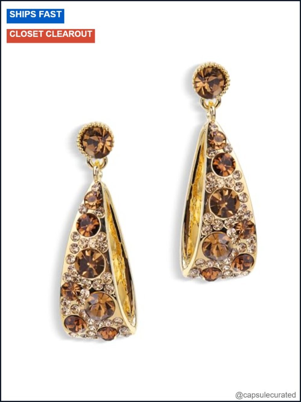 Gold Chunky Geometric Hoop Dangle Earrings - 14k Gold Plated Brass